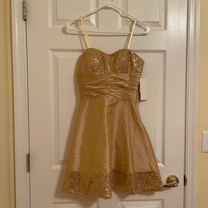 NWT gorgeous gold dress with sequins!
